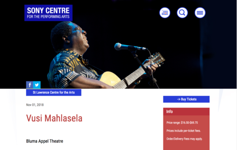 Vusi Mahlasela and the Soweto Gospel Choir coming to Toronto